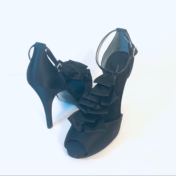 Audrey Brook | Estella Black Satin Peep To… - Picture 4 of 14